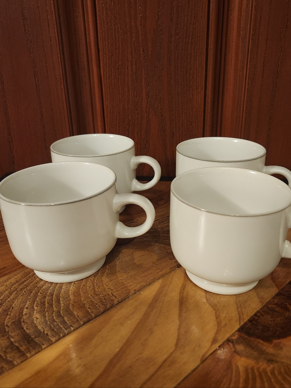 Vintage Galleria Collection Stoneware Made In Japan White Tea Cups Lot Of 4